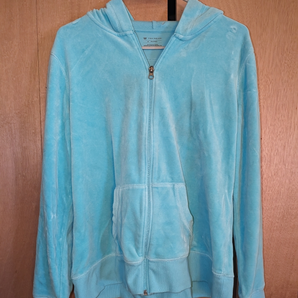 Tek Gear Velour Blue Zip Up Hoodie